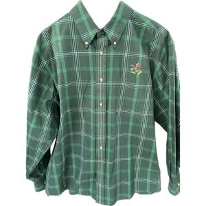 Miami Hurricanes Dress Shirt- Long Sleeve Plaid - Large